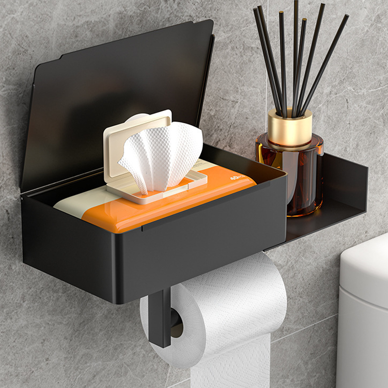 Toalettpapirholder med hylle og oppbevaringsrom – montering uten boring